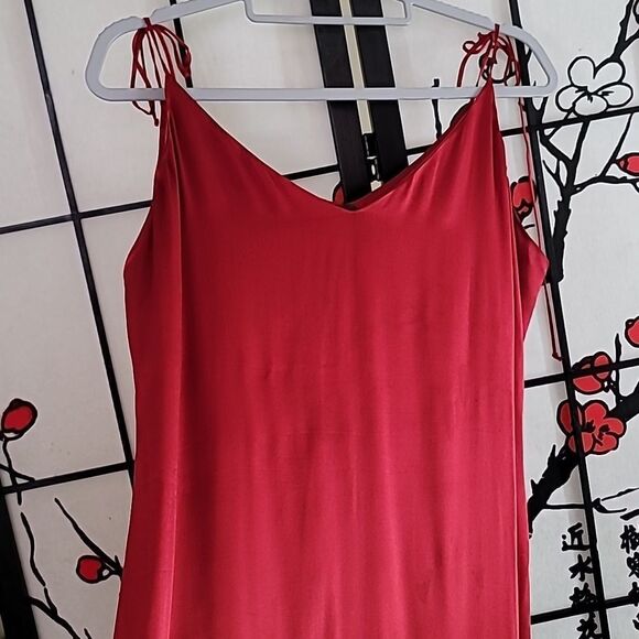 Reformation 100% Silk Red Spagetti Tie ShoulderMaxi Slip Dress - Picture 5 of 8